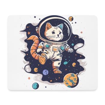 Katzenartige Weltraum-Abenteurerin - Mousepad (Querformat) - Weiß - Vorne