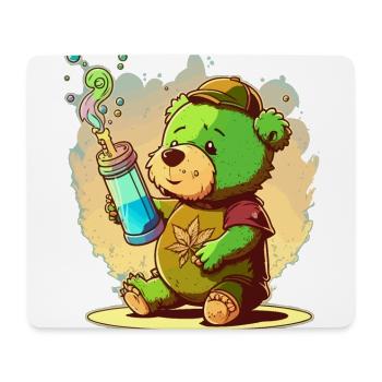 High Bear: A Funny Cartoon Illustration for Cannab - Mouse Pad (horizontal) - white - Front