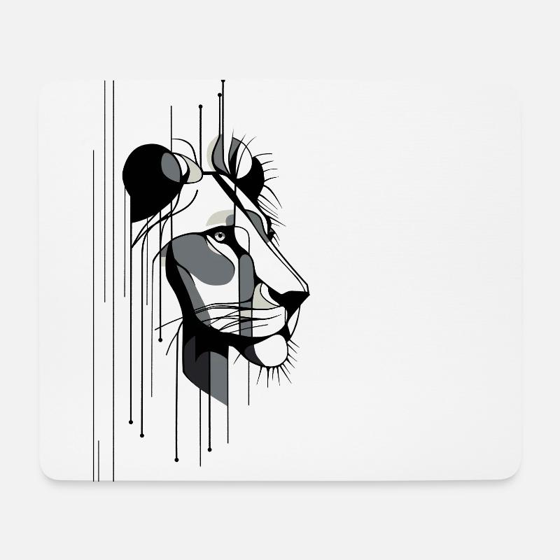 Modern lion portrait - Mouse Pad (horizontal) - white