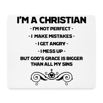 Ich bin ein Christ, nicht perfekt, Christ, Glaube - Mousepad (Querformat) - Weiß - Vorne