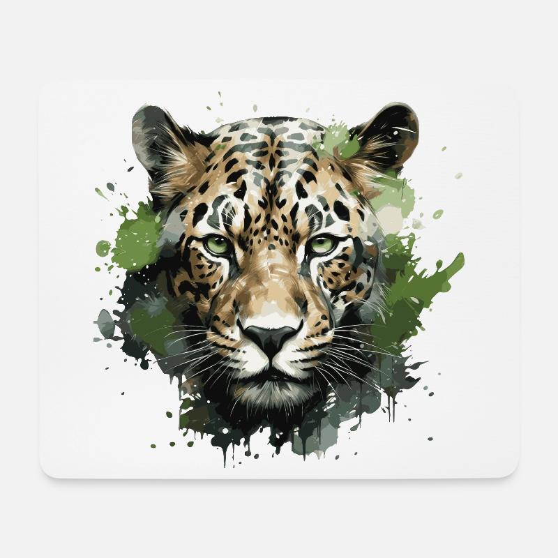 Leopard Head - Mousepad (Querformat) - Weiß