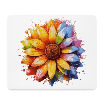 Tournesol arc-en-ciel - Tapis de souris (format paysage) - blanc - Devant