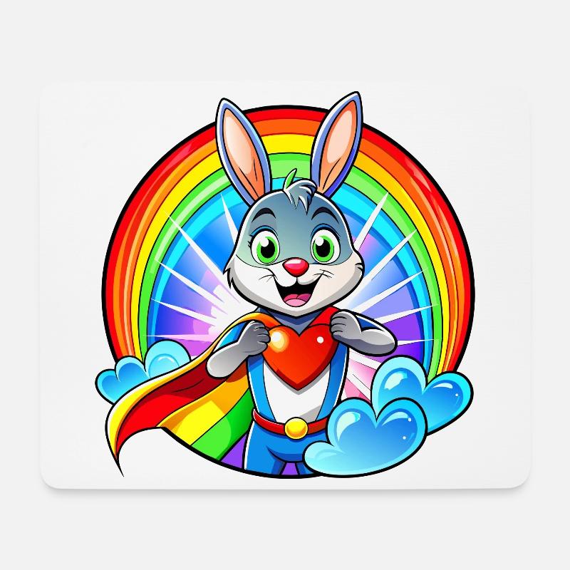 Superhelden Hase - Mousepad (Querformat) - Weiß
