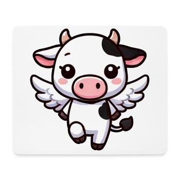 Cute Cow as Angel Cartoon Design - Mouse Pad (horizontal) - white - Front