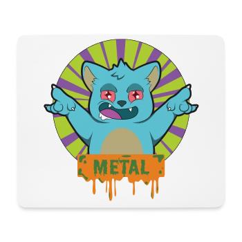 METAL Rock Musik Katze - Mousepad (Querformat) - Weiß - Vorne