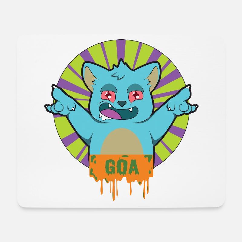 GOA TRANCE Katze - Mousepad (Querformat) - Weiß