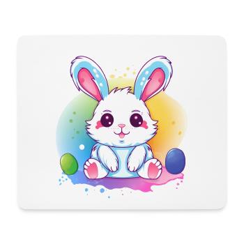 Lapin de Pâques coloré avec des œufs - Tapis de souris (format paysage) - blanc - Devant