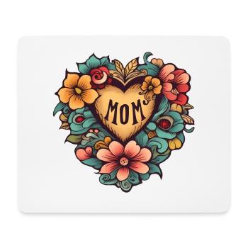 Muttertags Herz mit Blumen - Mousepad (Querformat) - Weiß - Vorne