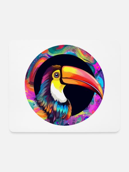 Tukan auf bunten Hintergrund - Mousepad (Querformat) - Weiß