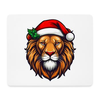 Lion de Noël avec chapeau de Père Noël - Tapis de souris (format paysage) - blanc - Devant