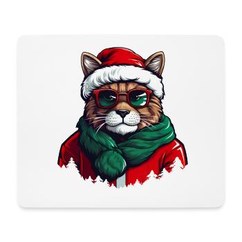 Cool Christmas cat with sunglasses - Mouse Pad (horizontal) - white - Front