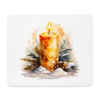 Golden Watercolor Candle in the Snow - Mouse Pad (horizontal) - white - Front