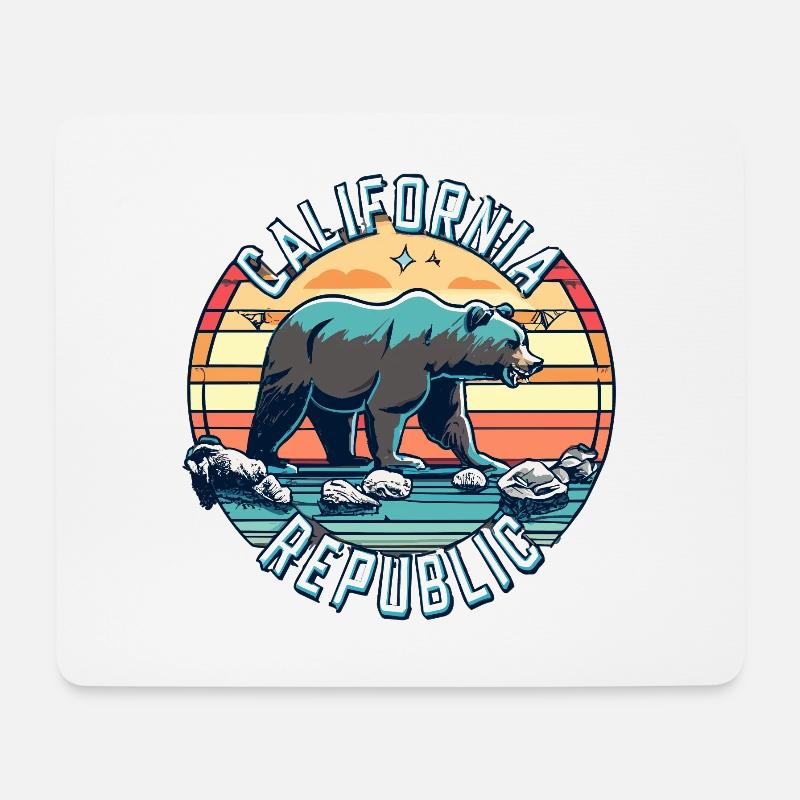 California Republic Retro - Mouse Pad (horizontal) - white