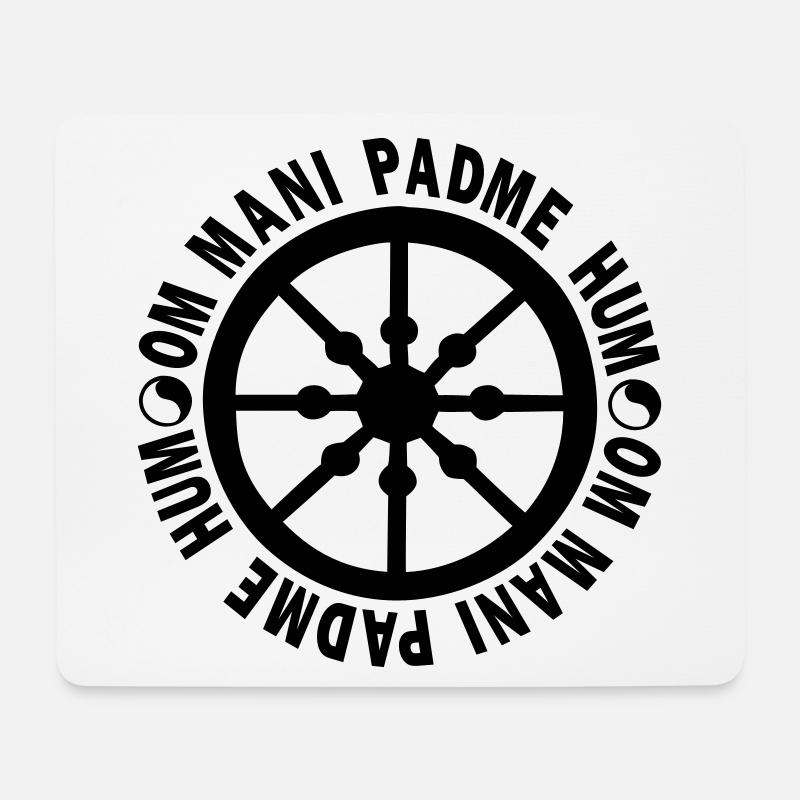 lebensrad mit mantra "om mani padme hum" - Mousepad (Querformat) - Weiß