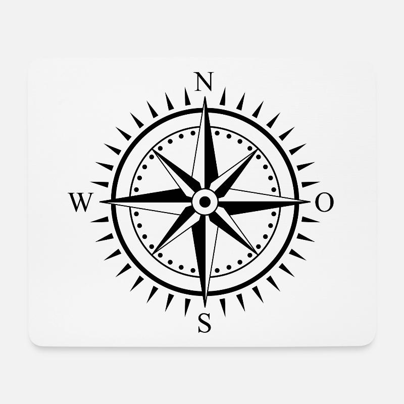 Kompass - Mousepad (Querformat) - Weiß