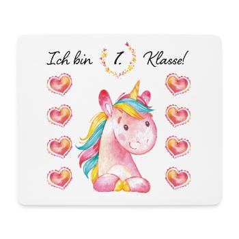 Schulanfang Einhorn Unicorn 1.Klasse Mädchen - Mousepad (Querformat) - Weiß - Vorne