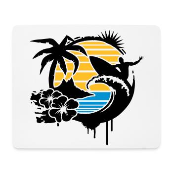 Surfing graffiti - Palm, hibiscus, island, wave - Mouse Pad (horizontal) - white - Front