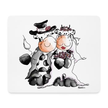 Kuh Hochzeit - Braut - Bräutigam - Mousepad (Querformat) - Weiß - Vorne