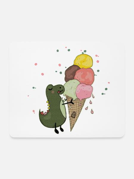 Dino with ice cream - Mouse Pad (horizontal) - white