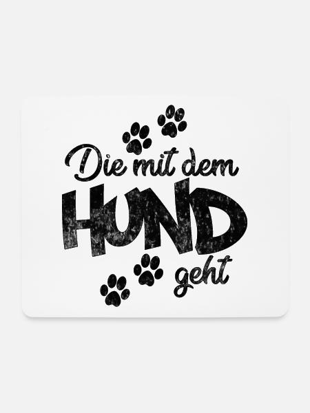 Die mit dem Hund geht - Mousepad (Querformat) - Weiß