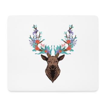 Deer. Antler. Flowers. - Mouse Pad (horizontal) - white - Front