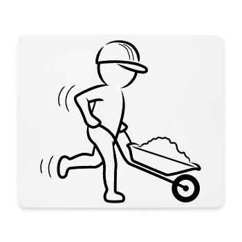 Bauarbeiter mit Schubkarre - Mousepad (Querformat) - Weiß - Vorne