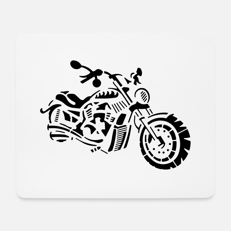 Motorrad Chopper Abstrakt Zeichnung - Mousepad (Querformat) - Weiß
