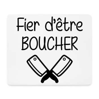 Fier d'être boucher - Tapis de souris (format paysage) - blanc - Devant