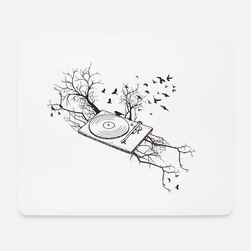 Disque - Disque - Arbre - Oiseaux - Tapis de souris (format paysage) - blanc