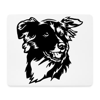 Border Collie Kopf - Tapis de souris (format paysage) - blanc - Devant