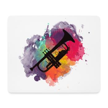 Trompette colorée - design stylé pour les musiciens - Tapis de souris (format paysage) - blanc - Devant