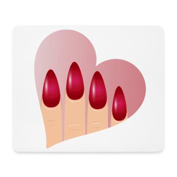 Maniküre mit Liebe - Herz mit roten Fingernägel - Mousepad (Querformat) - Weiß - Vorne