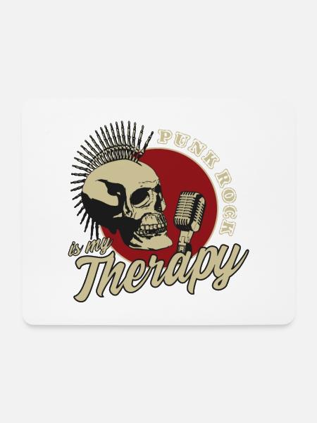 Punk Rock Is My Therapy Punkrock Punk Totenkopf - Mousepad (Querformat) - Weiß