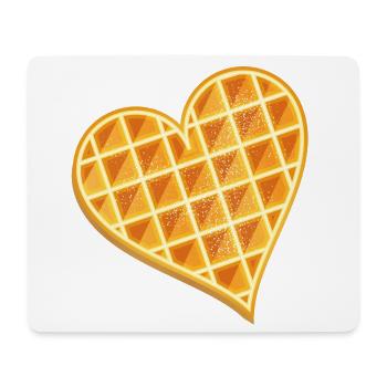 goldbraune Waffel in Herz Form mit Puderzucker - Mousepad (Querformat) - Weiß - Vorne