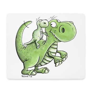 Frères et sœurs Dinosaure I Papa et Fils I Fille - Tapis de souris (format paysage) - blanc - Devant