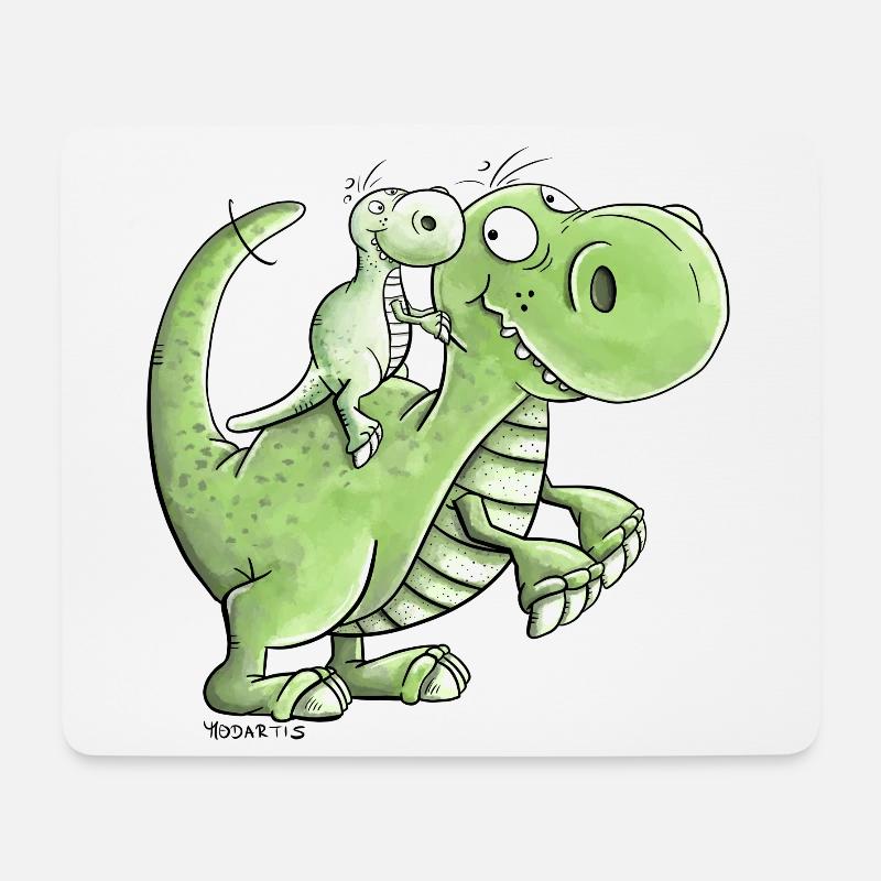 Geschwister Dinosaurier I Papa und Sohn I Tochter - Mousepad (Querformat) - Weiß