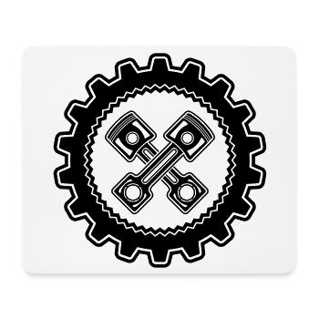 Crossed pistons with gear for proud mechanics - Mouse Pad (horizontal) - white - Front