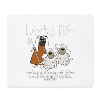 Christliche Designschafe mit ihrem Guten Hirten - Mousepad (Querformat) - Weiß - Vorne