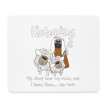 Christian Design Listening Sheep and Good - Mouse Pad (horizontal) - white - Front