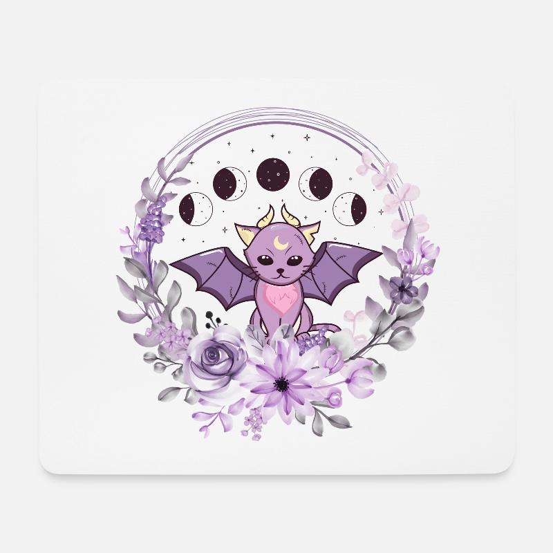 Mond-Catbat - Mousepad (Querformat) - Weiß