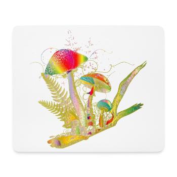 bunte Komposition Waldpilze,Gräser und Ast - Mousepad (Querformat) - Weiß - Vorne
