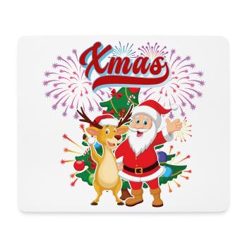 Motif Père Noël et renne - Tapis de souris (format paysage) - blanc - Devant