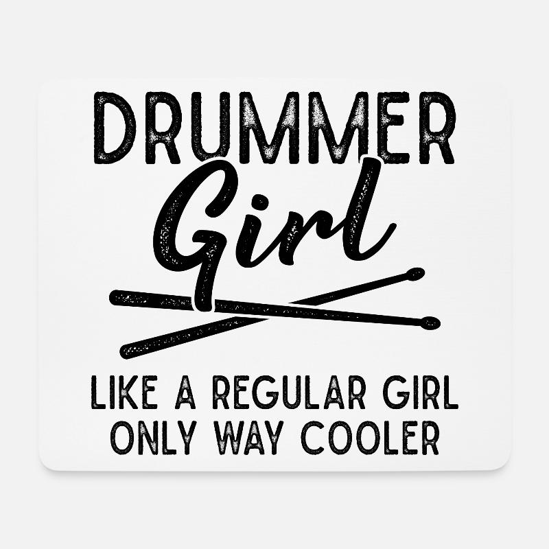 Schlagzeuger Mädchen Schlagzeug Drumsticks - Mousepad (Querformat) - Weiß