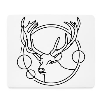 Hirsch in geometrischer Form - Line-Art-Design - Mousepad (Querformat) - Weiß - Vorne