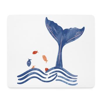 Ailerons de baleine et poissons - Tapis de souris (format paysage) - blanc - Devant
