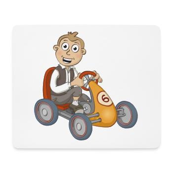 Le garçon heureux sur la voiture à pédales - Tapis de souris (format paysage) - blanc - Devant