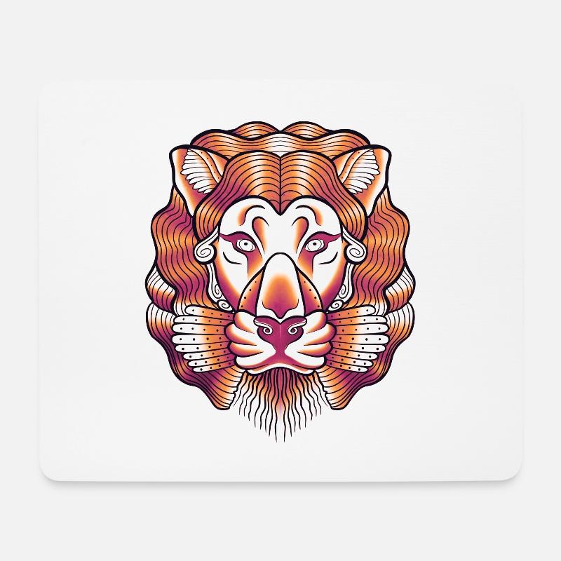 Löwenlinie bunte Kunst - Mousepad (Querformat) - Weiß