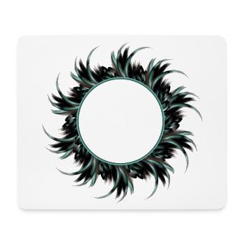 Cadre rond en plumes dessinées - Tapis de souris (format paysage) - blanc - Devant