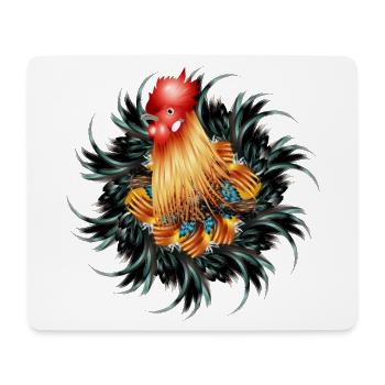 magnificent rooster in feather frame - Mouse Pad (horizontal) - white - Front