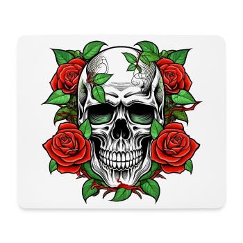 Skull and Roses Tattoo Crest - Mouse Pad (horizontal) - white - Front